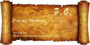 Paray Oberon névjegykártya